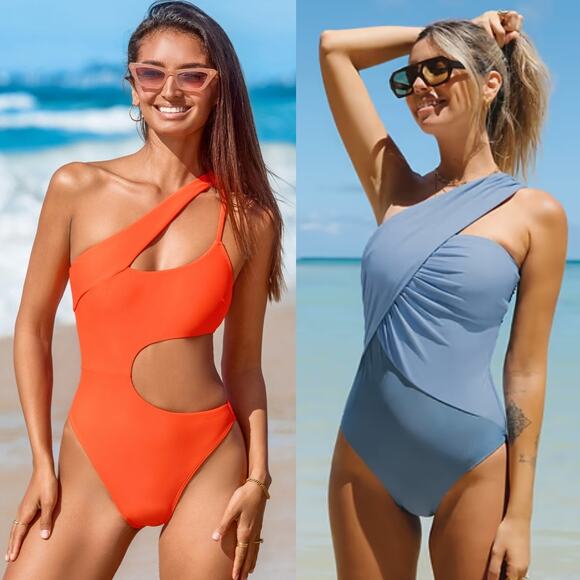 NWT Cupshe One-Piece Swimsuit Orange Cutout & Tummy Control 1 PC Swim Bundle M - Picture 1 of 10